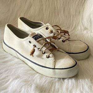 Sperry Top Sider Shoes Womens Size 6.5M Slip On‎ Sneakers White Has Stains